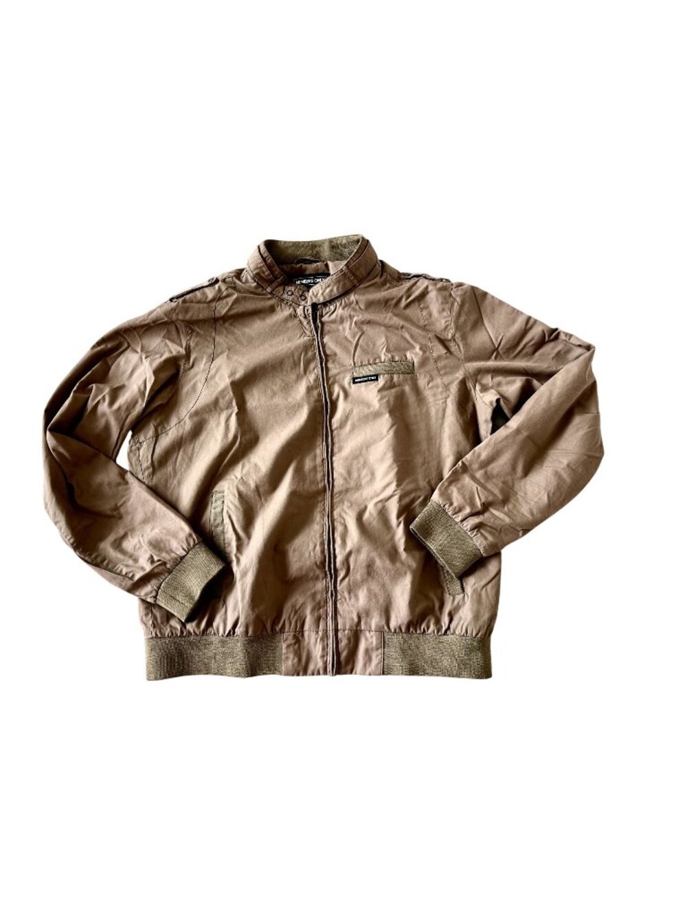 Vintage 90s Members-Only Racing Jacket Lg Khaki Tan Lined Iconic Harrington
